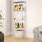 5-Tier Narrow Rolling Storage Cart with Wood Top, White Metal Wire Shelving Unit with Wheels & Hooks